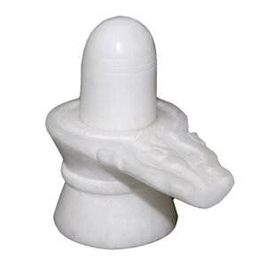 Stone Shivling (स्टोन शिवलिंग) (White) | Size 70x70 mm , Weight 132 gm