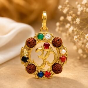 om-navratan-rudraksha-brass-pendant-jyotishshop