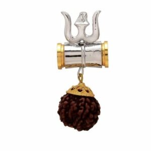 Trishul Rudraksha Damru Pendant Brass