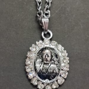 High Quality Metal American Diamond Sai Baba Pendant With Chain | Size 30x20 mm