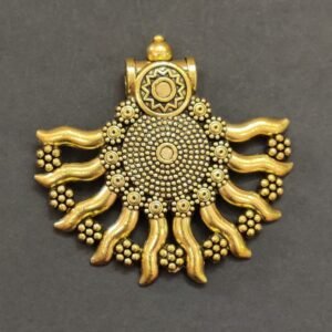 High Quality Metal Gold Plated Surya Pendant | Size 60x60 mm