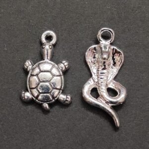 German Silver Metal Tortoise And Naag Combo Pendant