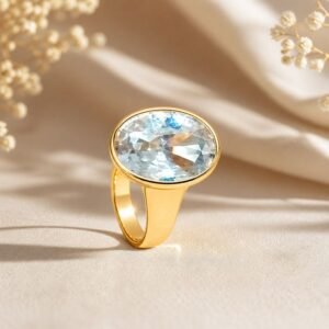 Premium White Crystal Brass Ring (वाइट क्रिस्टल पीतल रिंग) – Wealth & Positivity Booster | Size-17