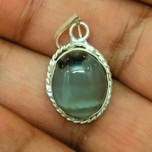 Silver Polished Brass Hakik Stone Locket 14(हकीक स्टोन लॉकेट)