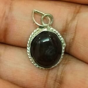 Silver Polished Brass Hakik Stone Locket 5(हकीक स्टोन लॉकेट)