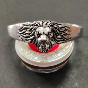High Quality Lion Faced German Silver Metal Kada | Size- Adjustable