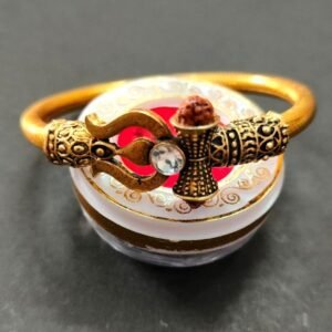 Mix Metal Trishul Damru Bahubali Golden Kada (त्रिशूल डमरू गोल्डन कड़ा) | Size- Adjustable